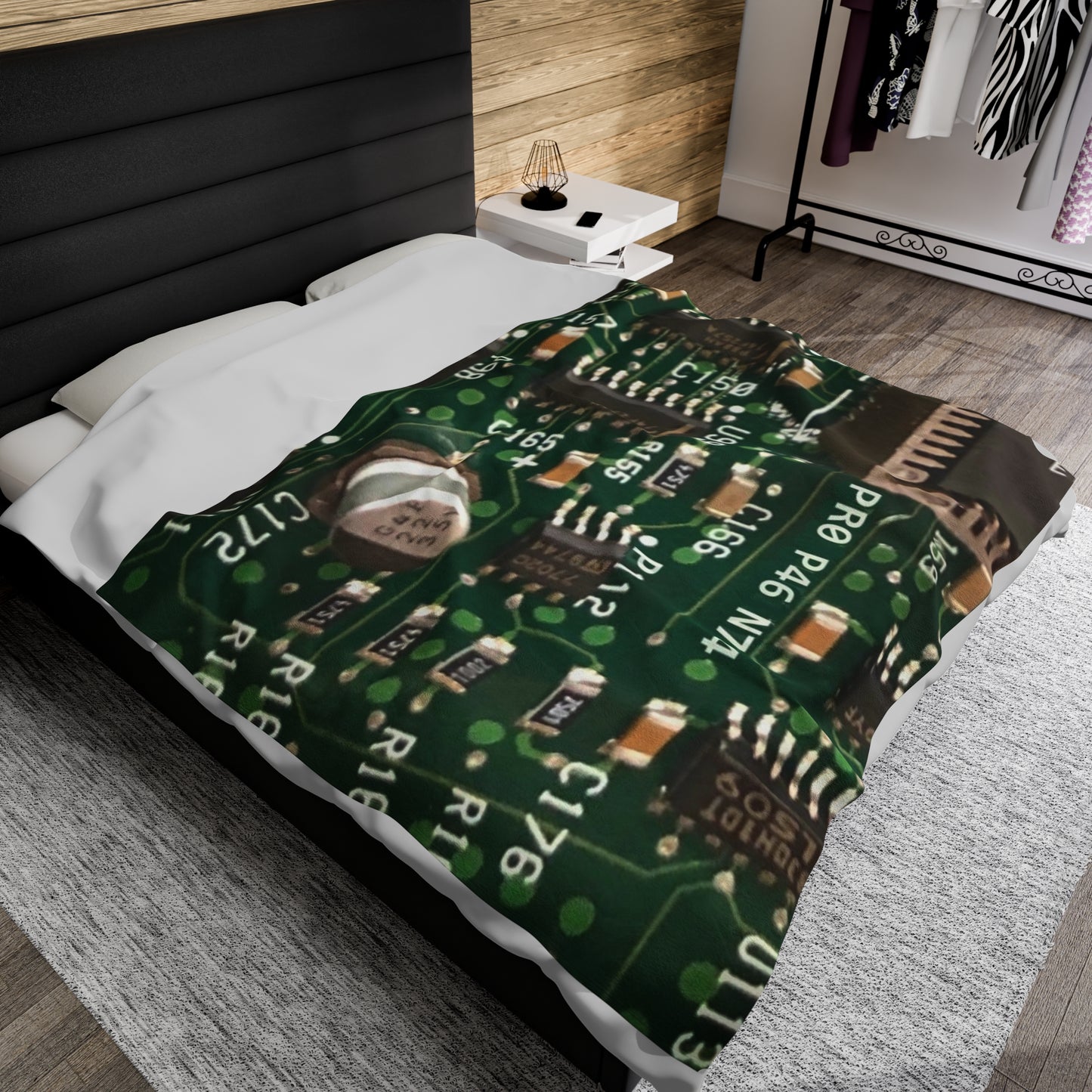 Circuitboard Velveteen Plush Throw Blanket