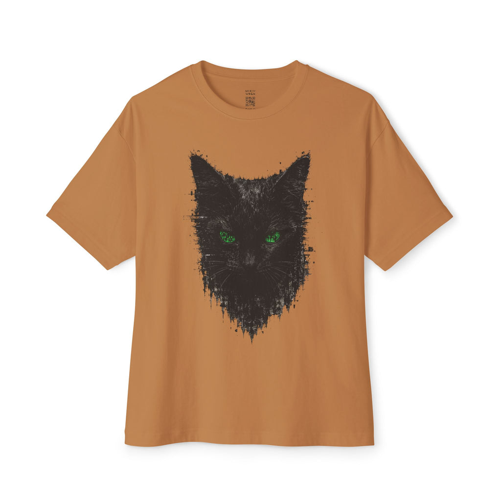 Matrix Eyed Black Cat Oversized Tee