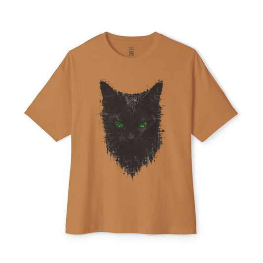 Matrix Eyed Black Cat Oversized Tee