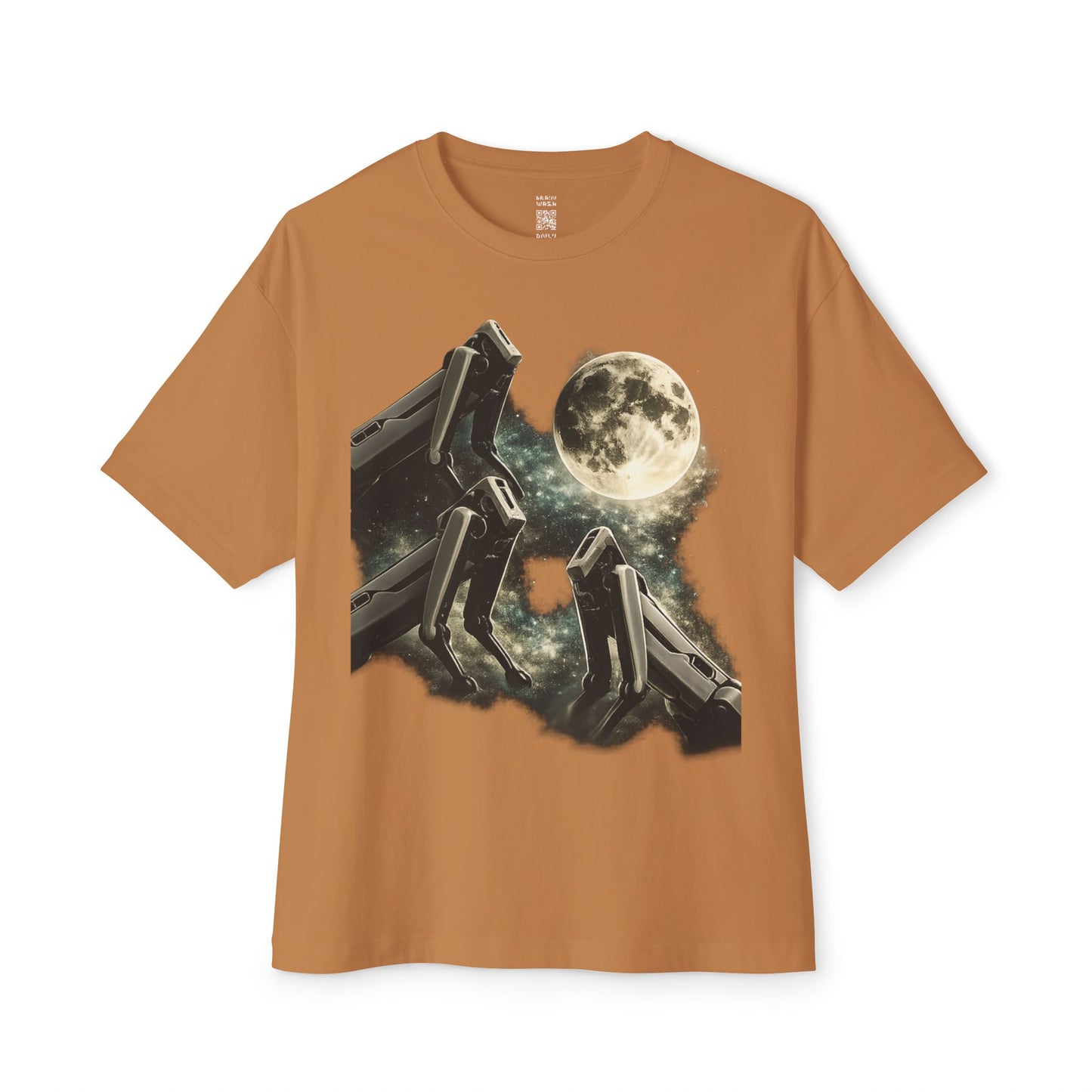 3 Robot Wolves Howling at the Moon Oversized Tee