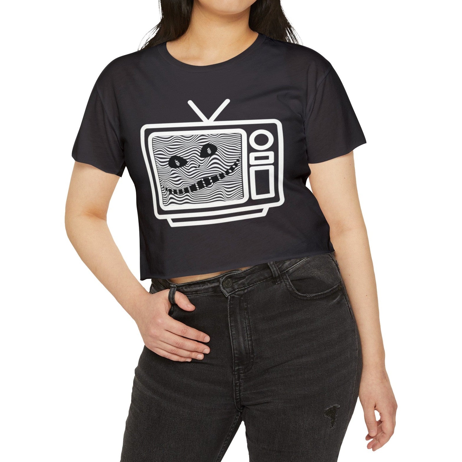 Cursed TV Crop Top Baby Tee