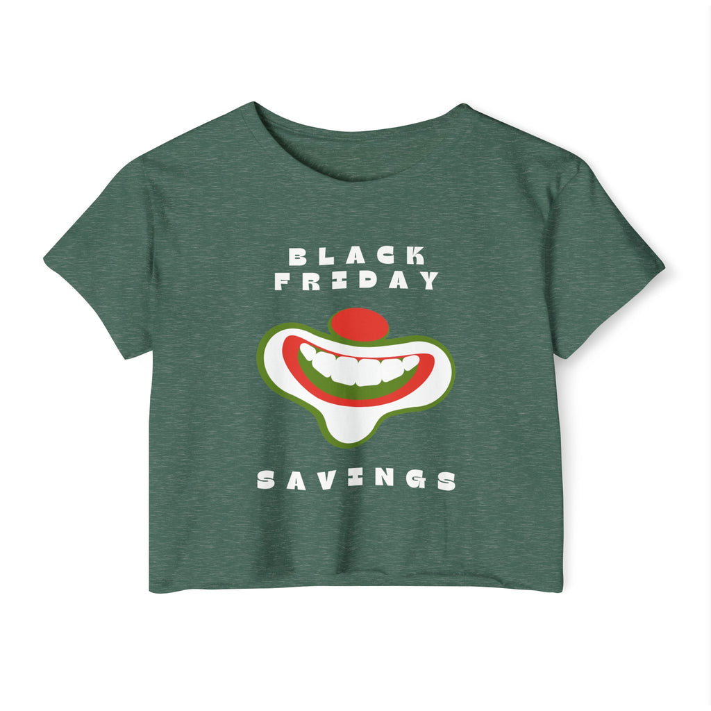 Black Friday (Coupon Clown Grin) Baby Tee Crop Top