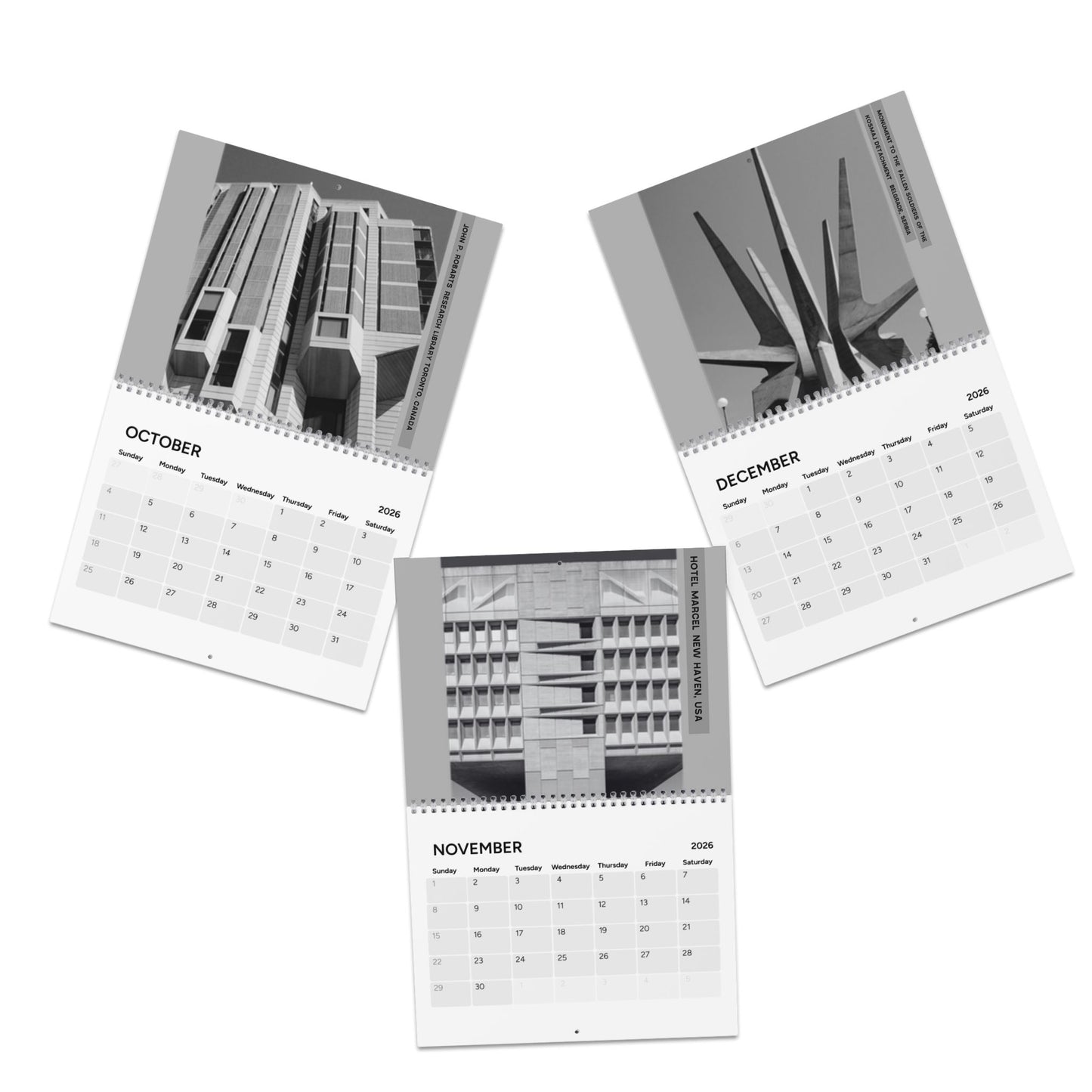 Brutalist Structures Of The World 2026 Wall Calendar