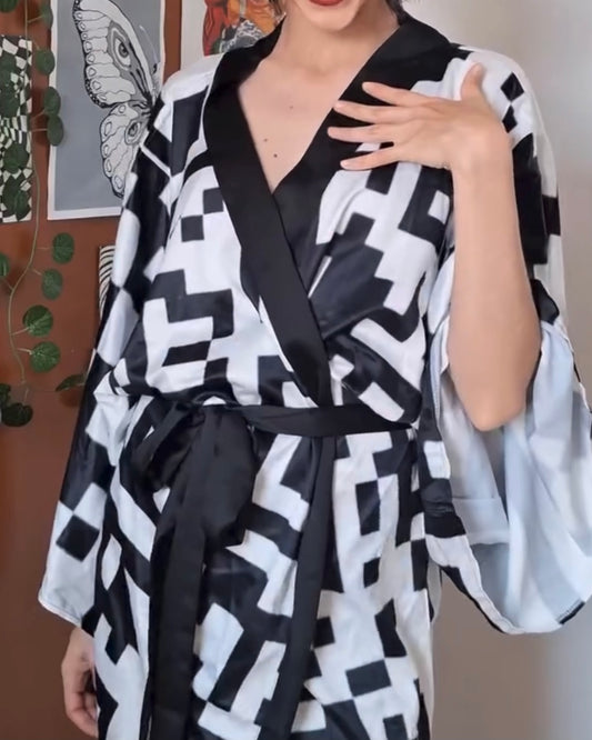 QR Print Kimono