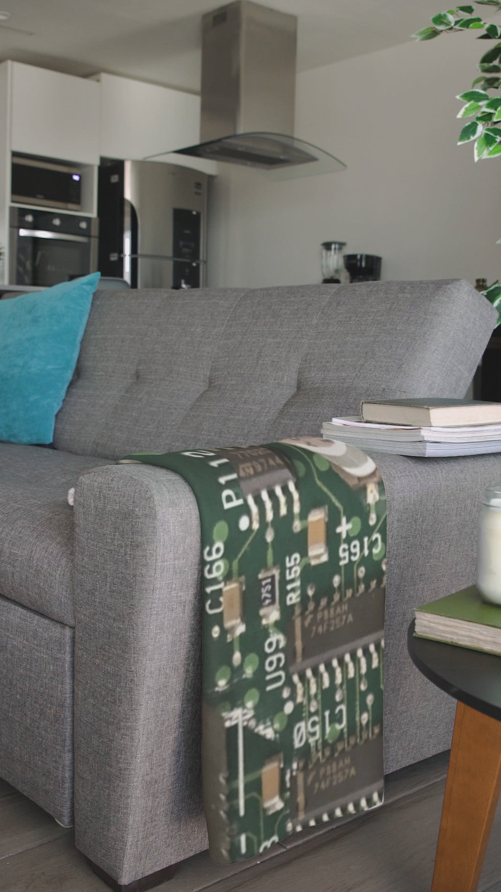 Circuitboard Velveteen Plush Throw Blanket