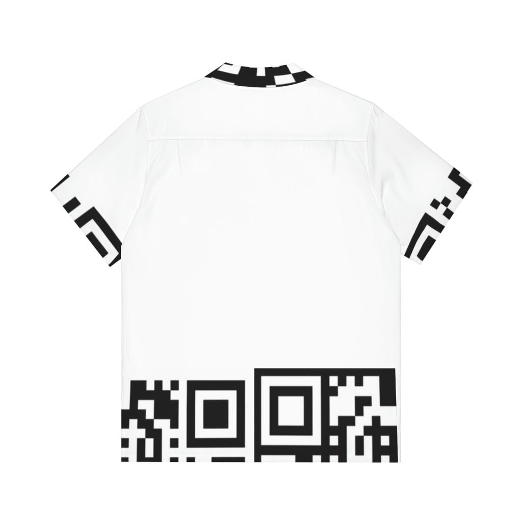 QR Print Oversized Button Down Shirt