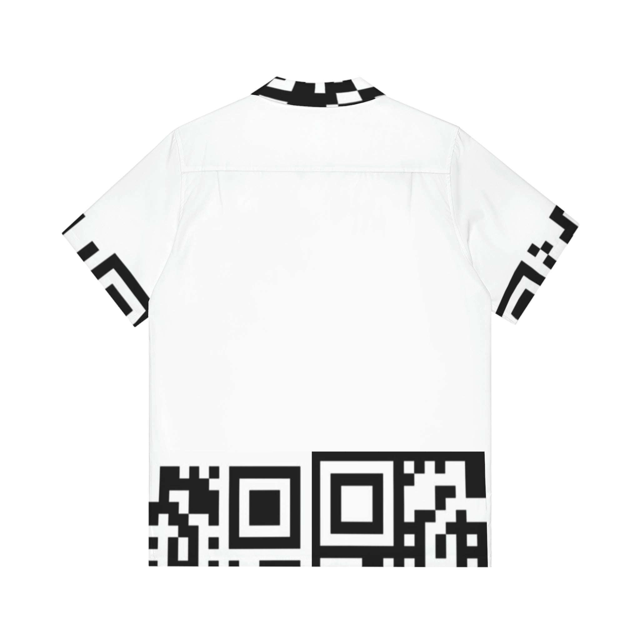 QR Print Oversized Button Down Shirt