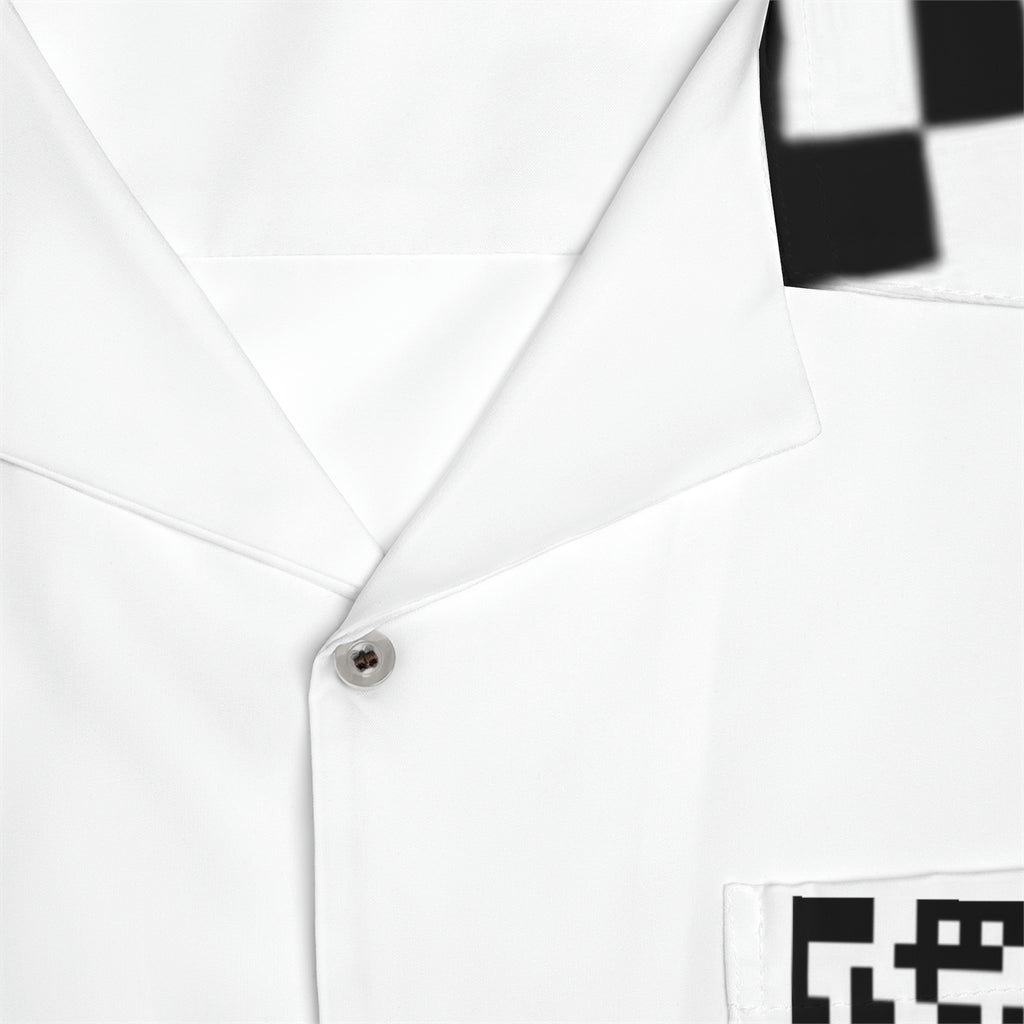 QR Print Oversized Button Down Shirt