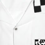 QR Print Oversized Button Down Shirt