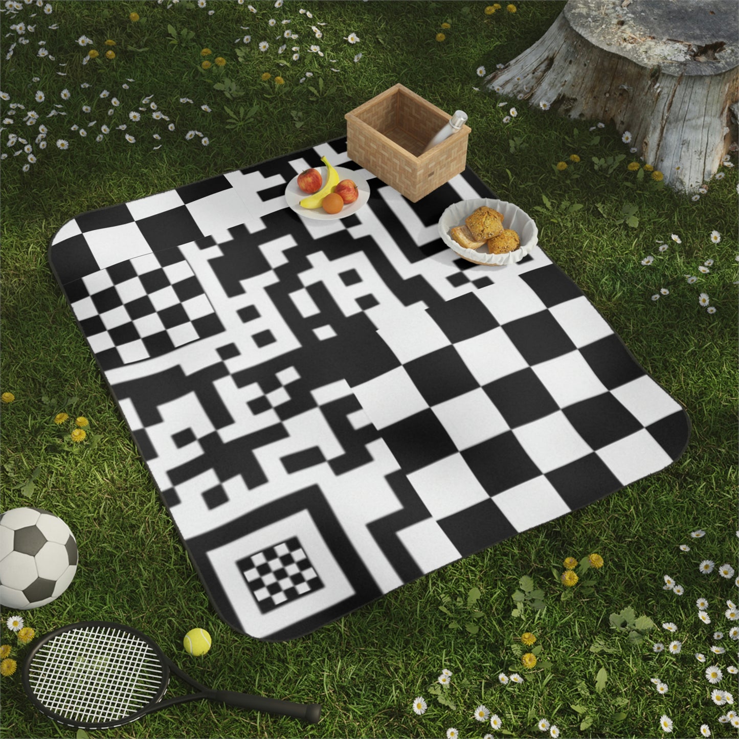 Abstract QR Checkered Picnic Blanket