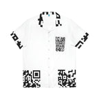 QR Print Oversized Button Down Shirt