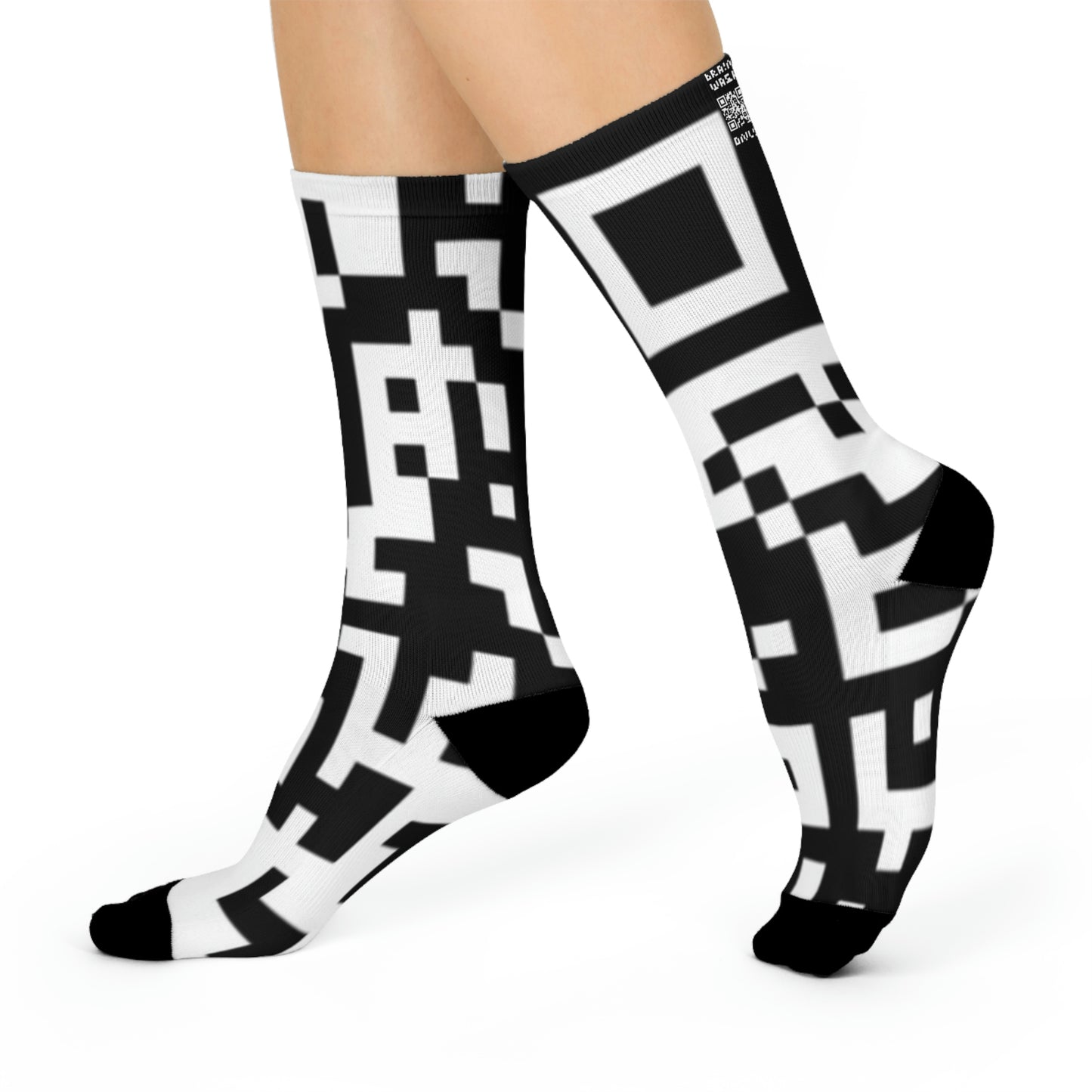 QR Print Cushioned Crew Socks