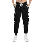 QR Print Side Stripe Black Joggers