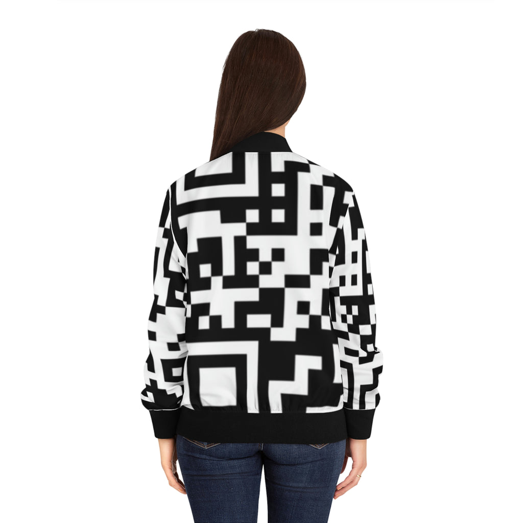 Women's QR Print Bomber Jacket