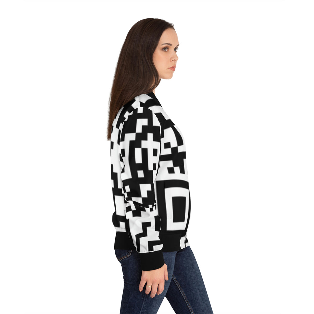 Women's QR Print Bomber Jacket