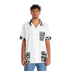 QR Print Oversized Button Down Shirt