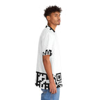 QR Print Oversized Button Down Shirt