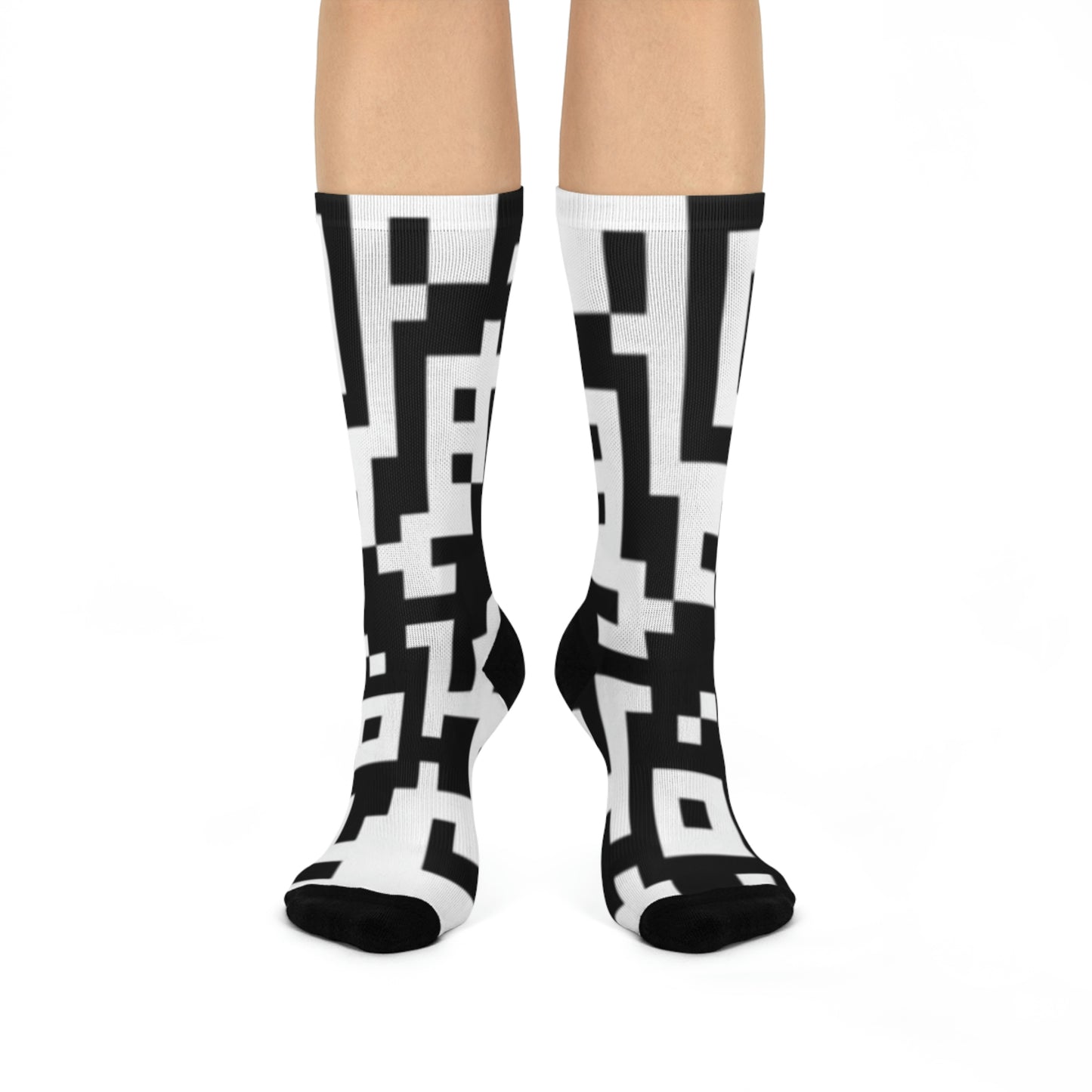 QR Print Cushioned Crew Socks