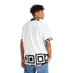 QR Print Oversized Button Down Shirt