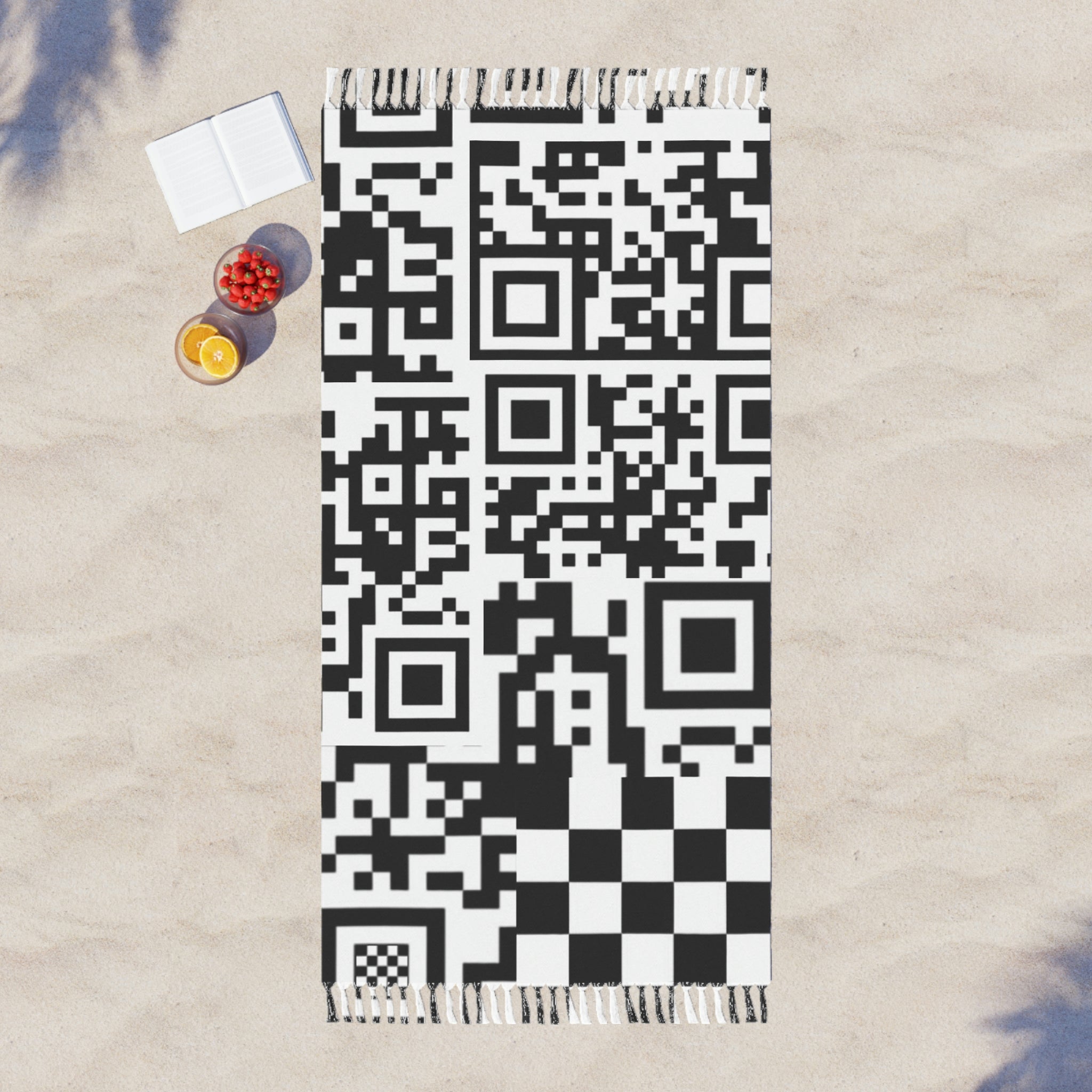 QR Print Checkered Pashmina