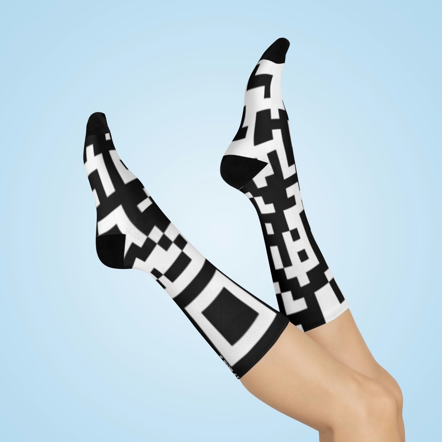 QR Print Cushioned Crew Socks