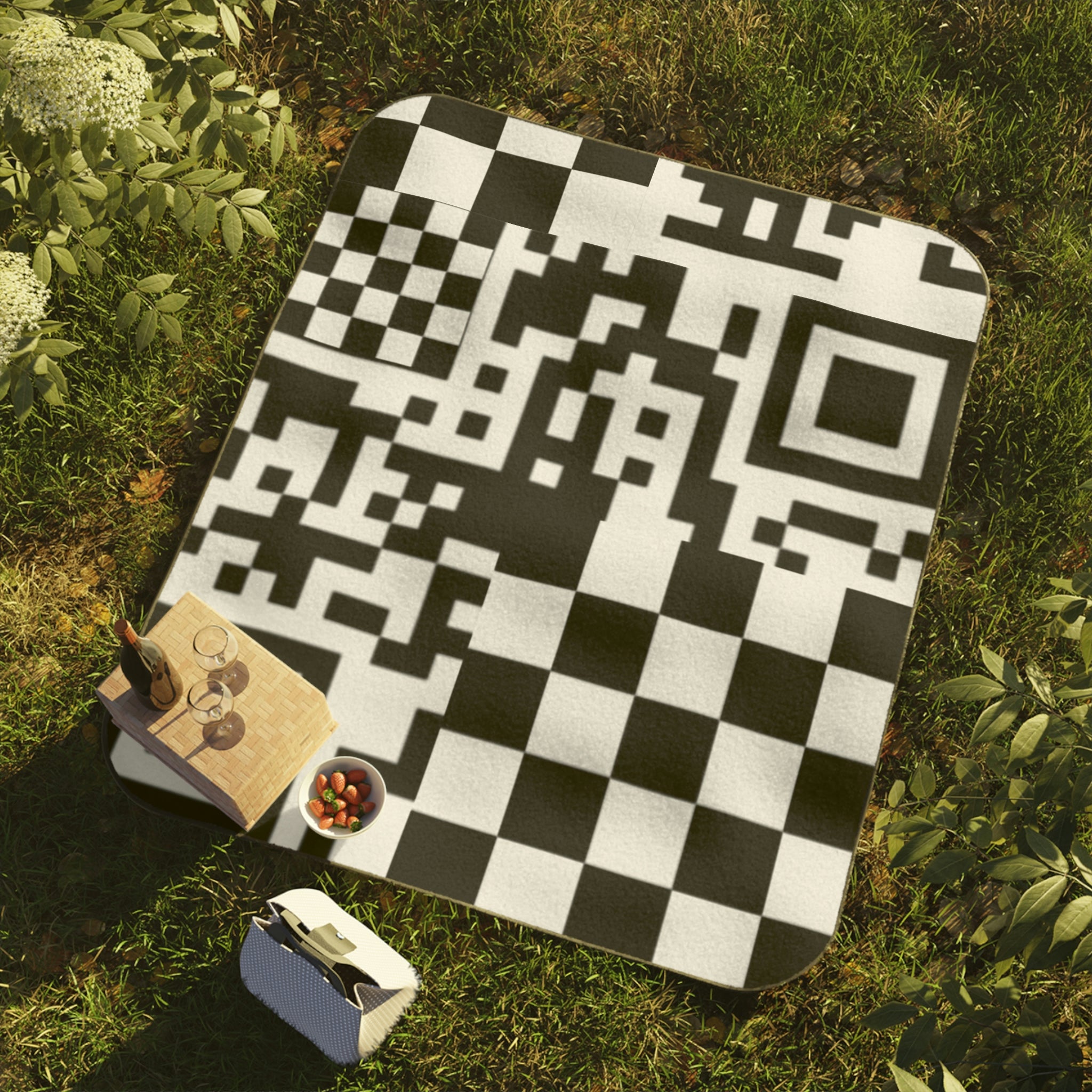 QRcore Checkered Picnic Blanket